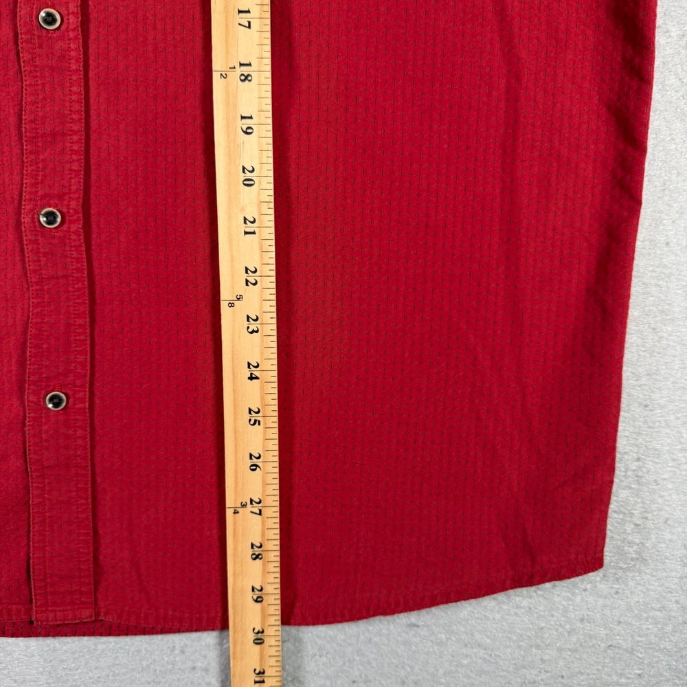 Prana Mens Short Sleeve Button Down Shirt Red Textured XL Dual Chest Pockets - Picture 5 of 11